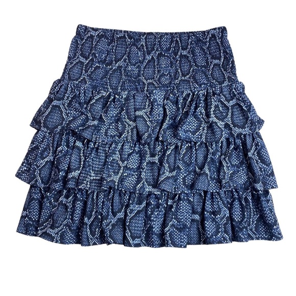 Michael Kors Dresses & Skirts - MICHAEL Michael Kors Blue Snake Print Tiered Ruffle Skirt smocked waist